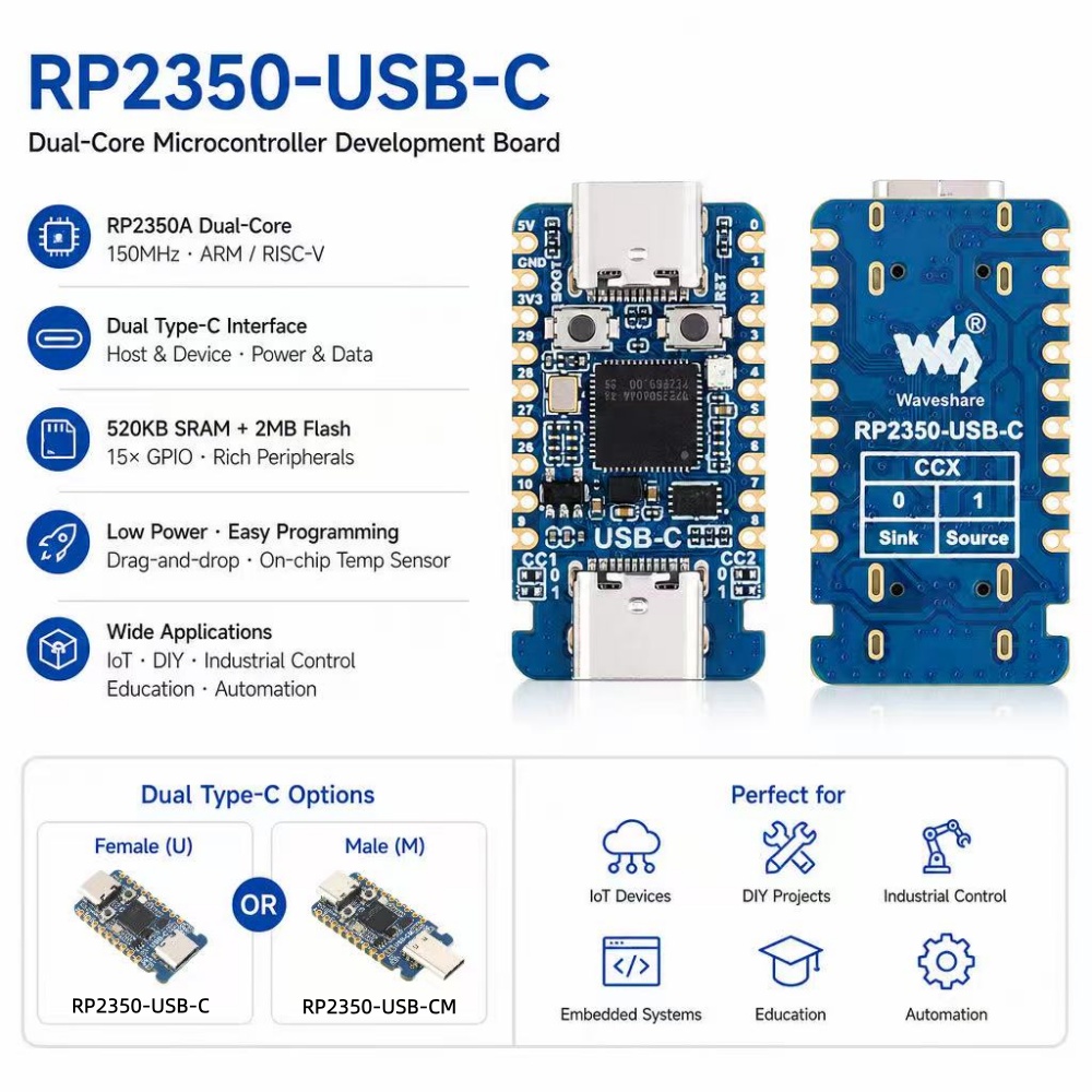 RP2350-USB-C Mini Development  - đánh giá và giá Banana Pi Bpi-M5